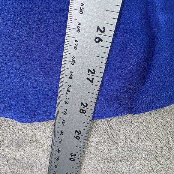 Womens Jones New York Blue 100% Silk Blouse 1/2 Button Up Long Sleeve Size 8 - Picture 6 of 7